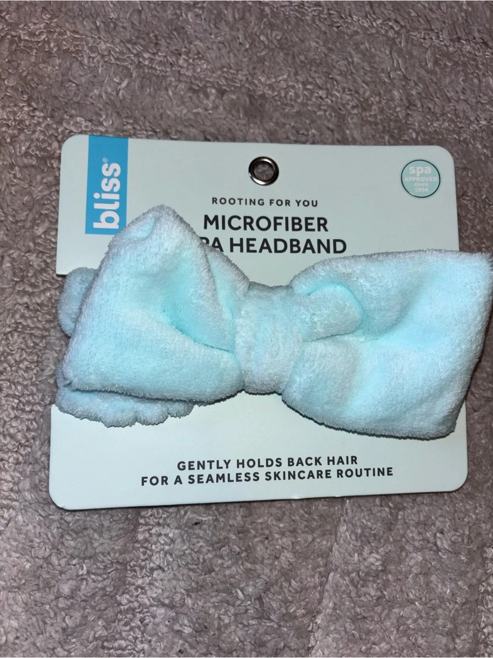 bliss Microfiber Spa Headband - Light Aqua NWT
